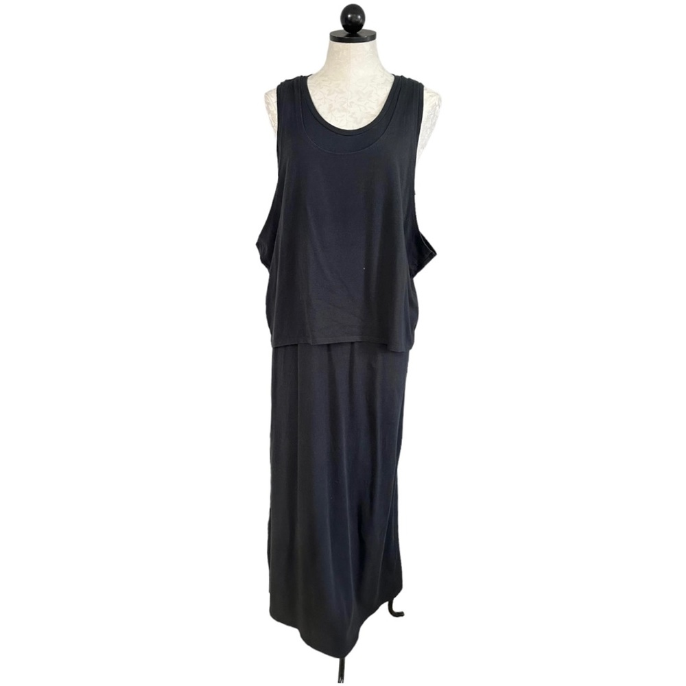 Pure Jill Racer-Back Dress Layered Tank Dress Lagenlook Black Size Large
